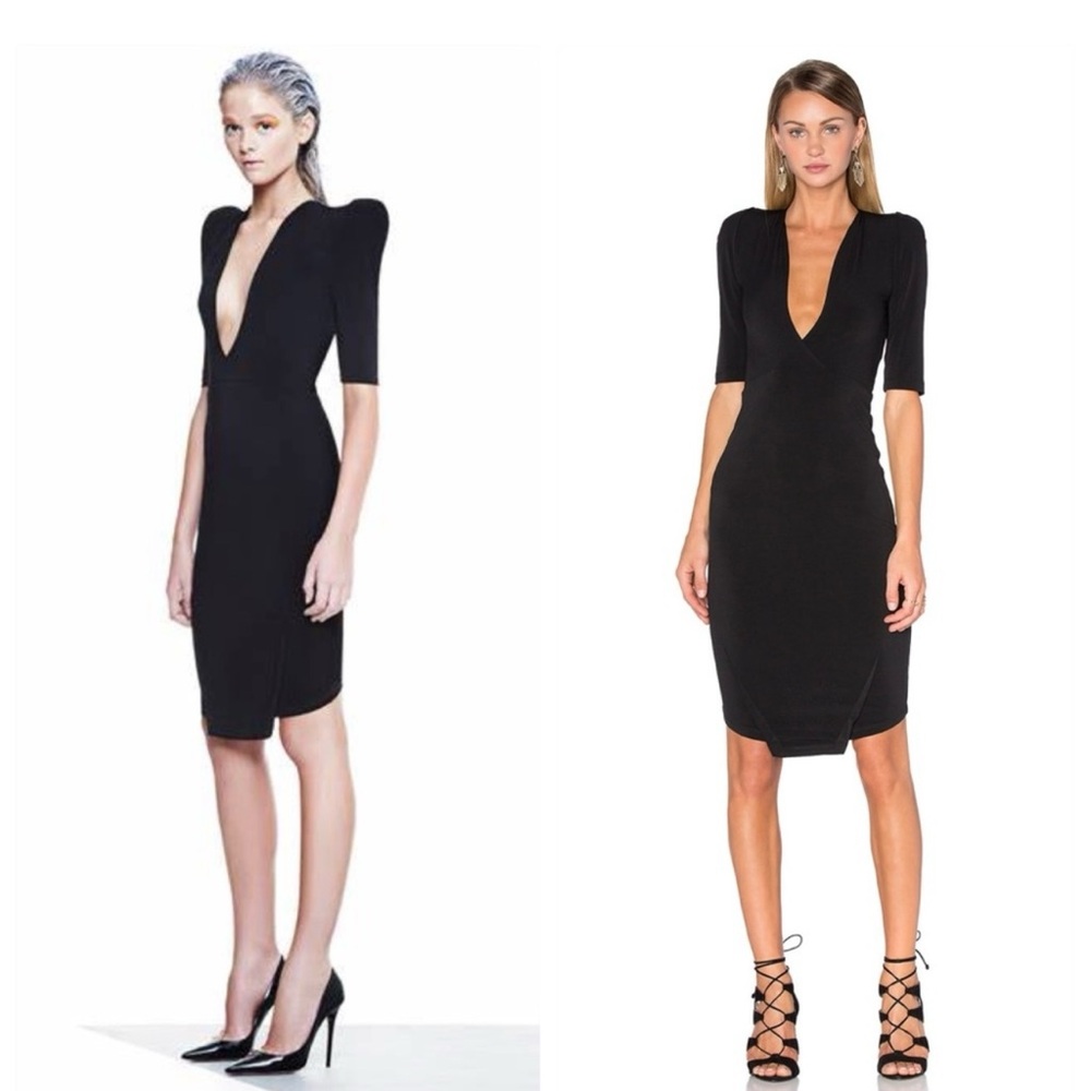 Zhivago Elegant Black V-Neck Midi Dress